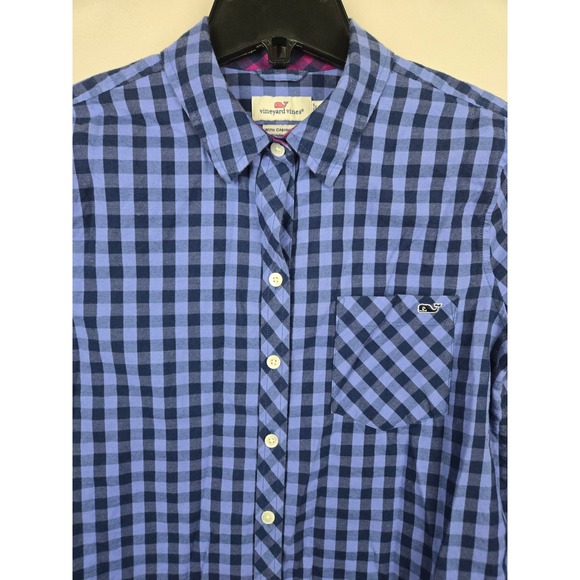 Vineyard Vines Wmns Gingham Button Up Shirt‎ Lng Sleeve Cotton Cashmere size 8 - Picture 2 of 8